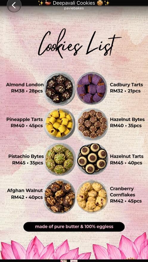 Original Pavi Bakes Deepavali Cookies List poster